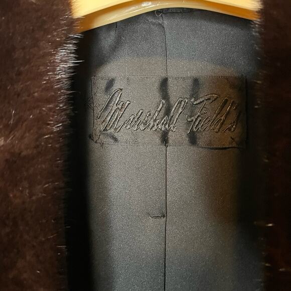 VINTAGE Marshall Fields Bill Blass Long Brown 100% Genuine Mink Fur Coat & Hat - Picture 7 of 11